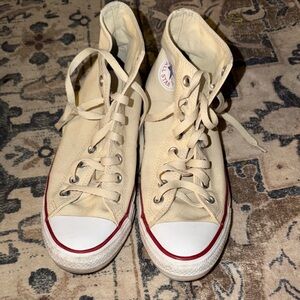 Converse Cream High-Tops with Red Trim